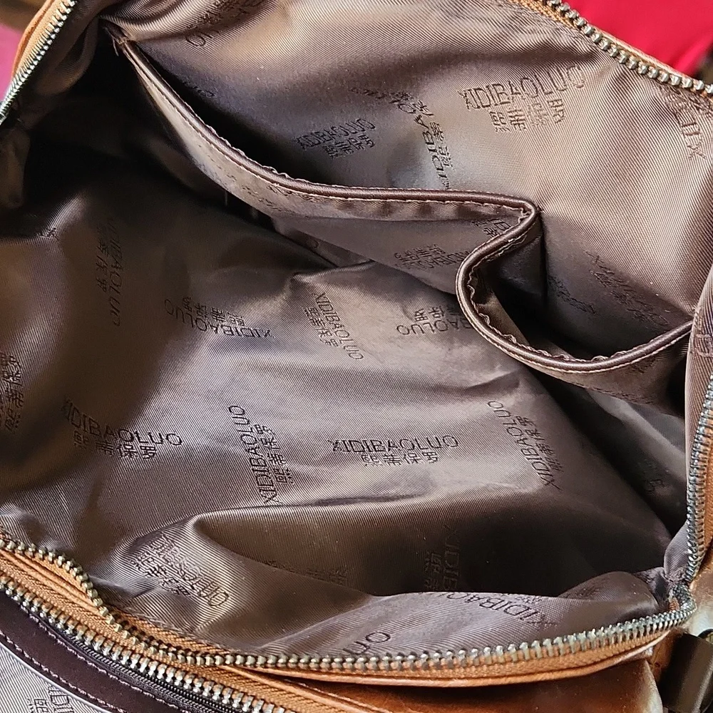 Xidibaoluo Faux Leather Satchel Purse‎ tan brown boho